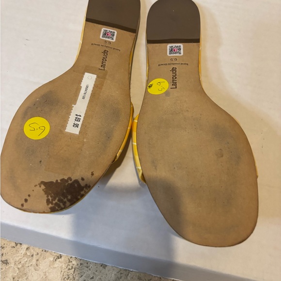 Larroude Yellow Plaid Slide Sandals - Picture 3 of 3